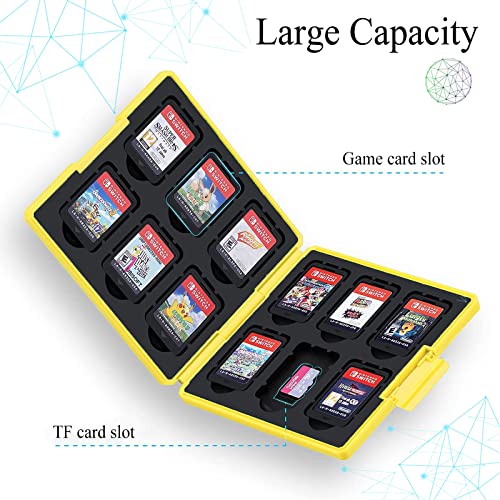 Estuche de Tarjetas de Juego para Nintendo Switch, Estuche Portátil y Rígido Estuche de Almacenamiento de Juegos con 12 Ranuras para Tarjetas, con Espada Llavero Regalo (Question Mark)