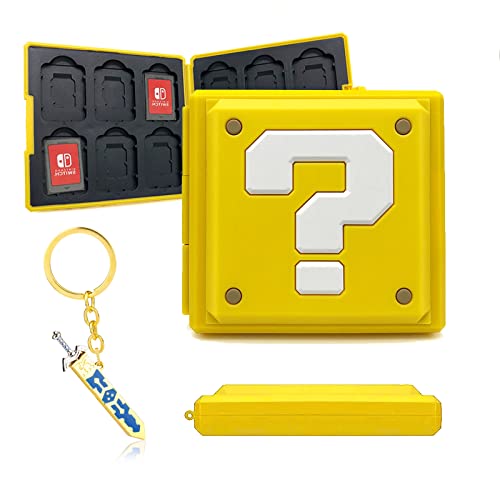 Estuche de Tarjetas de Juego para Nintendo Switch, Estuche Portátil y Rígido Estuche de Almacenamiento de Juegos con 12 Ranuras para Tarjetas, con Espada Llavero Regalo (Question Mark)