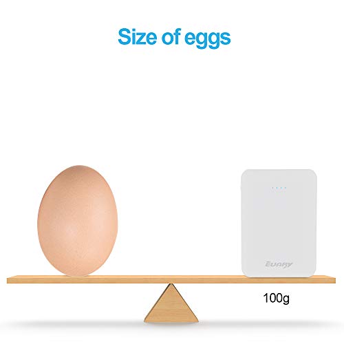 EUARY PowerBank 5000mAh - Cargador portátil Ultra Compacto con Salida 2A - Batería Externa de Bolsillo para batería de Huawei, Samsung, Xiaomi y Otros (Blanco)