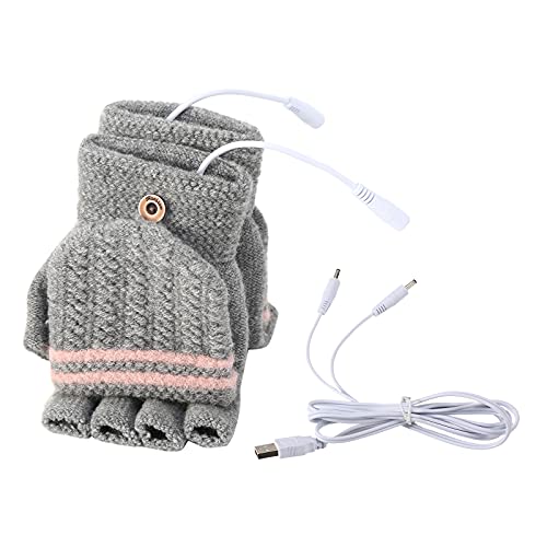 Eurobuy Guantes calefactados por USB, Guantes Unisex de Invierno para Mujeres y Hombres, Guantes cálidos de diseño Lavable, Manos Completas y Medias Guantes cálidos para computadora portátil