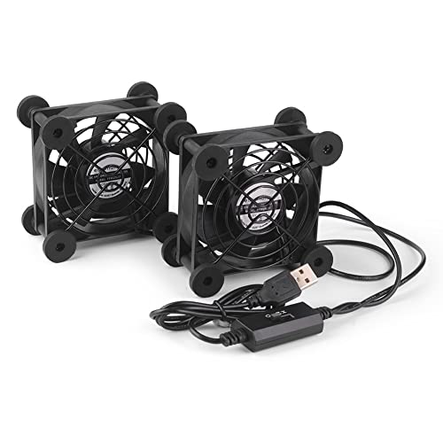 euroharry Ventilador de PC USB 80MM Con ventilador USB de doble ventilador de 5V ajustable de 3 velocidades, con rejilla metálica Ventilador de caja 2 en 1 para pc / computadora portátil