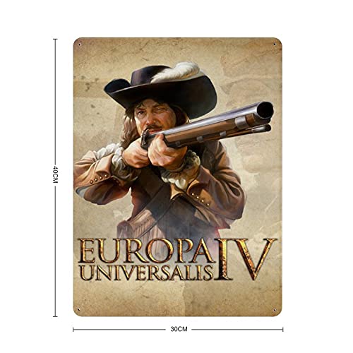 Europa Universalis IV Classic Popular Game Cover 1 Póster retro Metal Tin Sign Chic Art Retro Iron Painting Bar Cafe Family Garage Poster Decoración de pared 40 x 30 cm