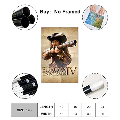 Europa Universalis IV Juego Cover Posters 1 Lienzo Póster Decoración Dormitorio Deportes Paisaje Oficina Decoración Regalo Unframe-style124 × 36 pulgadas (60 × 90 cm)