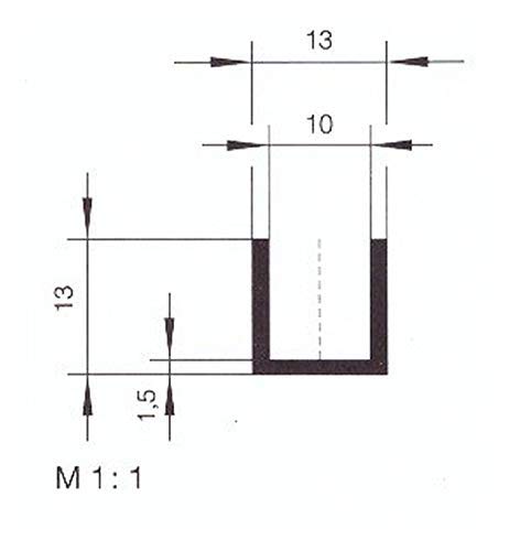 eutras Protector de bordes 1939 Capacidad FP3005 Perfil de junta de goma spalt métrica 10,0 mm, Negro, 3 m