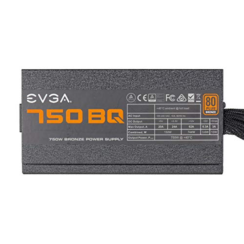 EVGA 750 BQ, 80+ BRONZE 750W, Semi Modular, Incluye Power On Self Tester, Fuente de Alimentación 110-BQ-0750-V2