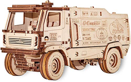 EWA Eco-Wood-Art - Camión de Carreras MAZ 5309RR - Rompecabezas mecánico 3D de Madera - Rompecabezas para Adultos y Adolescentes - Montaje sin Pegamento - 278 Piezas - Escala 1:30