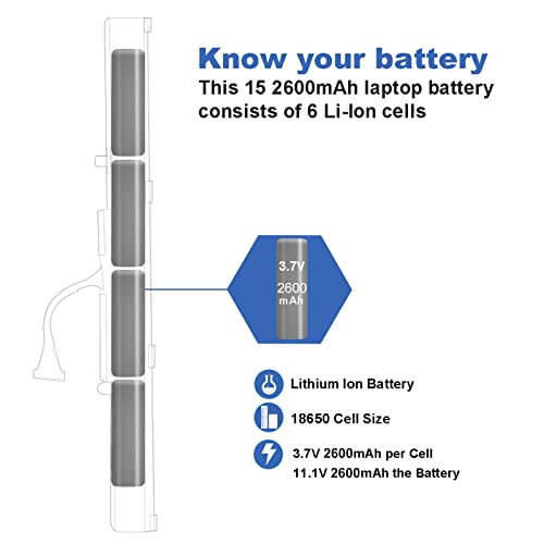 Exmate Bateria A41N1501 para ASUS Rog GL752JW GL752V GL752VL GL752VW GL752VL-1A GL752VL-2B GL752VL-GC057T GL752VW-1A GL752VW-2B N552 N552V N552VW N552VX N752 N752VW [15V 2600mAh 39Wh]