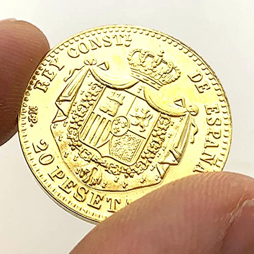 Exquisita Moneda 1889 Rey Alfonso XIII de España Medalla de Oro Viejo de latón Artesanía Moneda de Cobre de 22 mm Moneda Conmemorativa