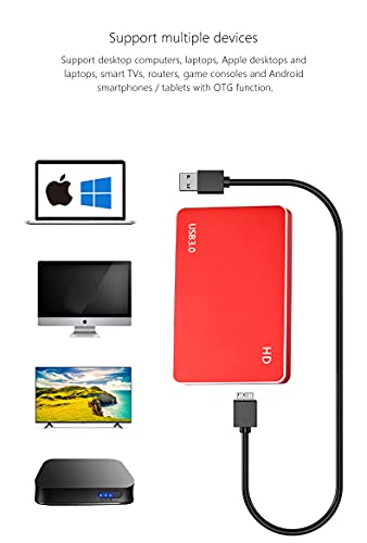 External Hard Drive Portable Hard Drive External HDD Shockproof Hard Drive 1TB 2TB for Mac, PC, Laptop(2TB-A Red)
