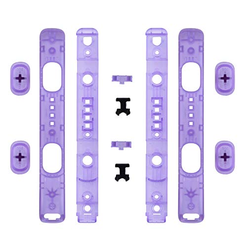 eXtremeRate 2 Piezas de Carcasa para Nintendo Switch Joycon Strap Shell de Reemplazo Placa Cubierta de Correa Muñeca Joy-con Carcasa Wrist Strap Botones para Nintendo Switch(Transparente Violeta)