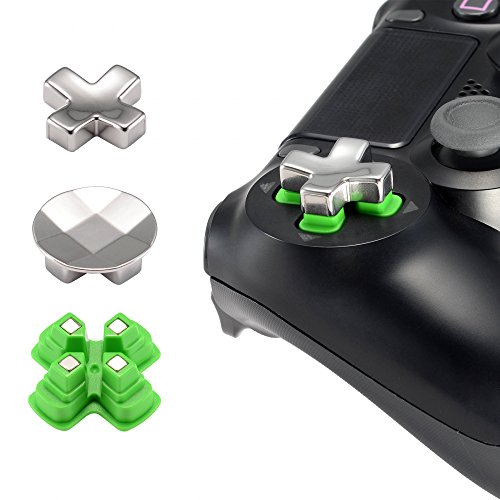 eXtremeRate Botones de Metal Magnético para Playstation 4 Control Botón de Dirección Dpad de Aluminio Botones Ajustables Kit de Reparación Teclas de Repuesto para PS4 Slim Pro Mando(23 en 1)