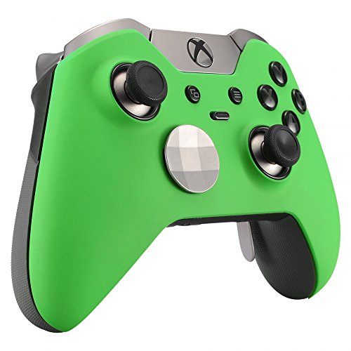 eXtremeRate Carcasa con 2 Anillos de Acento para Mando Xbox One Elite Protectora Tacto Suave Placa Frontal Kit de reemplazo Cubierta Shell Funda para Controlador de Xbox One Elite(Modelo 1698) Verde