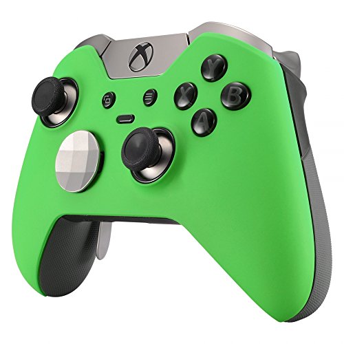 eXtremeRate Carcasa con 2 Anillos de Acento para Mando Xbox One Elite Protectora Tacto Suave Placa Frontal Kit de reemplazo Cubierta Shell Funda para Controlador de Xbox One Elite(Modelo 1698) Verde