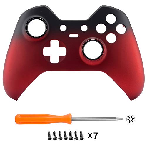 eXtremeRate Carcasa con 2 Anillos para Mando Xbox One Elite Protectora Tacto Suave Placa Frontal Kit de reemplazo Cubierta Shell Funda para Controlador de Xbox One Elite(Modelo 1698) Sombra Rojo