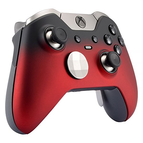 eXtremeRate Carcasa con 2 Anillos para Mando Xbox One Elite Protectora Tacto Suave Placa Frontal Kit de reemplazo Cubierta Shell Funda para Controlador de Xbox One Elite(Modelo 1698) Sombra Rojo