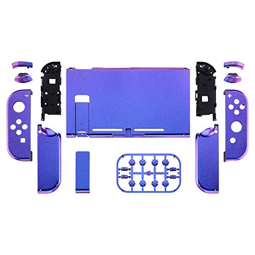 eXtremeRate Carcasa para Nintendo Switch,Funda Completa para Nintendo Switch Consola Joy-con Control Shell de Bricolaje reemplazable con Botón Completo (Camaleónica de Azul a Violeta)