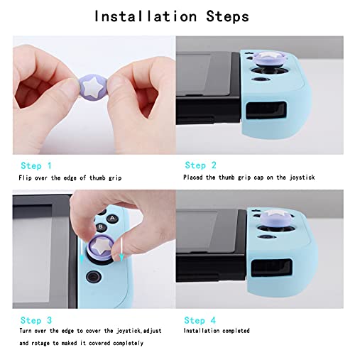 eXtremeRate PlayVital Lindos Agarres para el Pulgar para Nintendo Switch Joy-con Lite Tapas de Joystick Thumb Grips de Silicona Tapas de Pulgar para Switch Lite joycons(Conejo & Ardilla-Celeste)