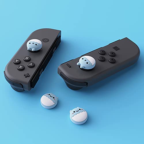 eXtremeRate PlayVital Lindos Agarres para el Pulgar para Nintendo Switch Joy-con Lite Tapas de Joystick Thumb Grips de Silicona Tapas de Pulgar para Switch Lite joycons(Conejo & Ardilla-Celeste)
