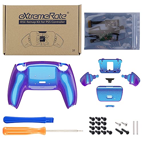 eXtremeRate Programable Rise Remap Kit para PS5 Mando BDM-010 Actualización Board&Carcasa Trasera Diseñada&Botones Traseros Accesorios para Playstation 5 Control-NO Incluye Mando(De Azul a Violeta)