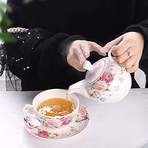 EYCIEROT Juego de Tetera Retro de cerámica para Madre con Taza y Tetera de Salvador, té de Porcelana, cafetera, Juego de té para un Juego para el jardínE.
