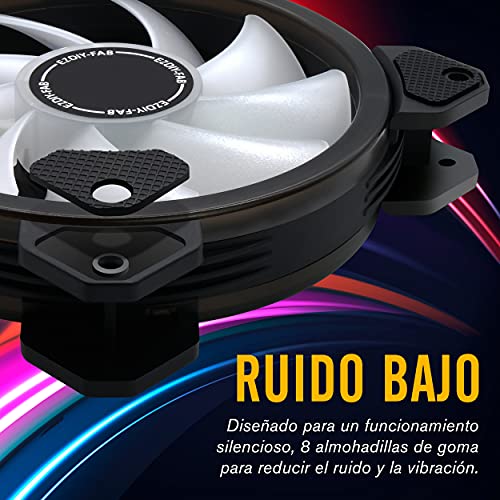 EZDIY-FAB 120mm ARGB Caso Ventilador,Placa Base Aura Sync Ventilador,Alto Flujo de Aire,Ventilador RGB Direccionable con Fan Hub X y Remote-5 Pack