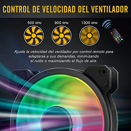 EZDIY-FAB 120mm ARGB Caso Ventilador,Placa Base Aura Sync Ventilador,Alto Flujo de Aire,Ventilador RGB Direccionable con Fan Hub X y Remote-5 Pack