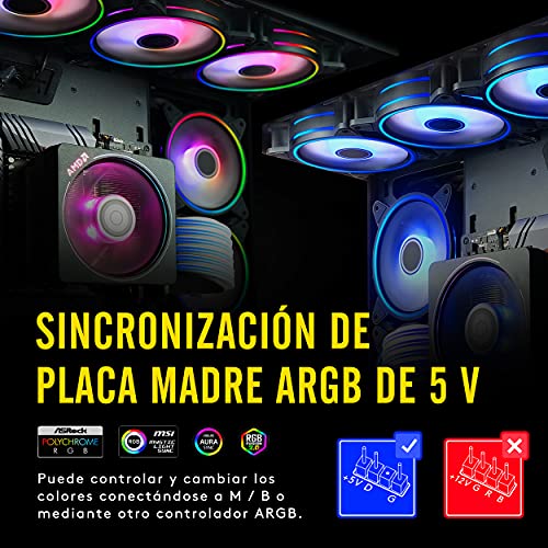 EZDIY-FAB Moonlight Ventilador de RGB PWM Caso 120mm con RGB PWM Fan Hub,5V Motherboard Sync,ARGB Ventilador PC Caso,Múltiples Modos de Luz-5 Pack