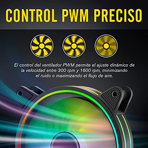 EZDIY-FAB Moonlight Ventilador de RGB PWM Caso 120mm con RGB PWM Fan Hub,5V Motherboard Sync,ARGB Ventilador PC Caso,Múltiples Modos de Luz-5 Pack