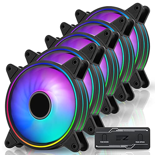 EZDIY-FAB Moonlight Ventilador de RGB PWM Caso 120mm con RGB PWM Fan Hub,5V Motherboard Sync,ARGB Ventilador PC Caso,Múltiples Modos de Luz-5 Pack