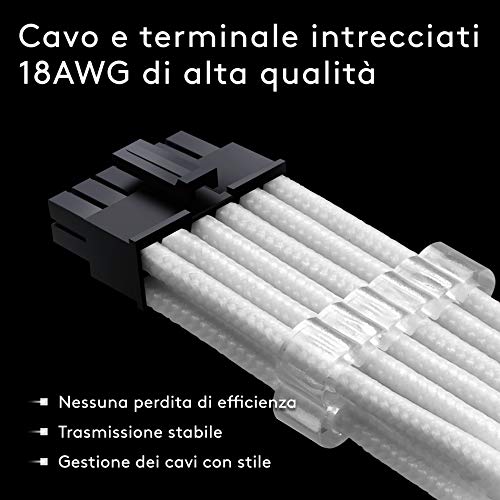 EZDIY-FAB RTX Serie 3000 Cable de extensión con funda PCIe de 12 pines a doble 8 pines 300 MM- Conector para NVIDIA Ampere GEFORCE RTX 3060ti 3070 3080 Fe Funder Edition- Negro y blanco