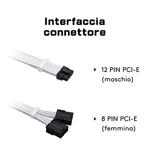EZDIY-FAB RTX Serie 3000 Cable de extensión con funda PCIe de 12 pines a doble 8 pines 300 MM- Conector para NVIDIA Ampere GEFORCE RTX 3060ti 3070 3080 Fe Funder Edition- Negro y blanco