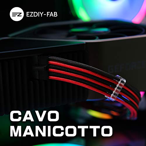 EZDIY-FAB RTX Serie 3000 Cable de extensión con funda PCIe de 12 pines a doble 8 pines 300 MM- Conector para NVIDIA Ampere GEFORCE RTX 3060ti 3070 3080 Fe Funder Edition- Negro y blanco