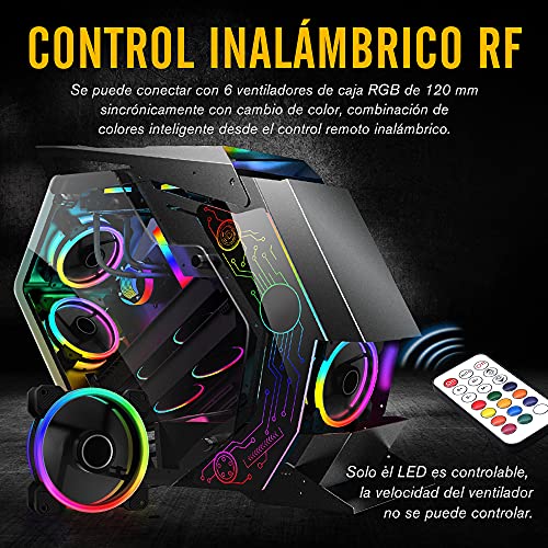 EZDIY-FAB Ventiladores RGB de Doble Anillo de 120mm,5V Motherboard Sync,La Velocidad es Ajustable,RGB Sync Fan con Fan Hub X y Remote-3 Pack
