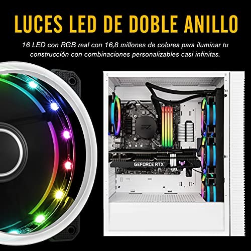 EZDIY-FAB Ventiladores RGB de Doble Anillo de 120mm,5V Motherboard Sync,La Velocidad es Ajustable,RGB Sync Fan con Fan Hub X y Remote-3 Pack