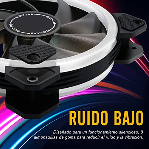 EZDIY-FAB Ventiladores RGB de Doble Anillo de 120mm,5V Motherboard Sync,La Velocidad es Ajustable,RGB Sync Fan con Fan Hub X y Remote-3 Pack