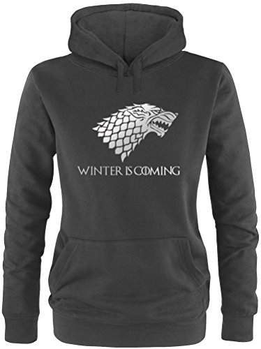 Ezyshirt – Sudadera con capucha de Juego de Tronos, «Winter is coming» negro, plateado L