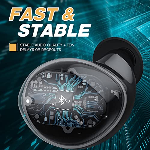 F3 Auriculares Bluetooth 5.0, Auriculares inalámbricos con 4 Micrófonos, 40 Horas de Reproducción, Control Táctil