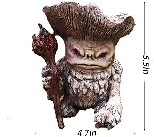 Fairy Mushroom Monster Shaman Wizard Troll,Funny Fairytale Mushroom Wizard Garden Guardian Statue for Outdoor Decorations