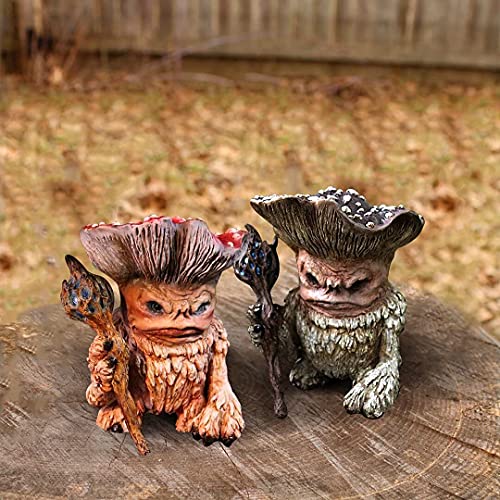 Fairy Mushroom Monster Shaman Wizard Troll,Funny Fairytale Mushroom Wizard Garden Guardian Statue for Outdoor Decorations