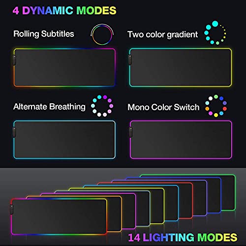 Fairy Tail Anime Personajes Alfombrillas de ratón Juegos LED Que Brilla Intensamente 14 Modos de Luces Computadora Large Gamer RGB Alfombra Pc Alfombrilla de Escritorio 35.43 X 15.74 X0.16 Pulgadas