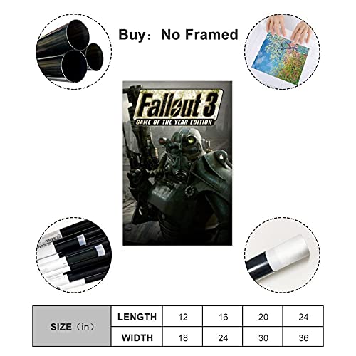 Fallout 3 carteles de portada de juego 1 póster de lona para dormitorio, decoración deportiva, paisaje, oficina, habitación, regalo, estilo Unframe-style116 × 24 pulgadas (40 × 60 cm)
