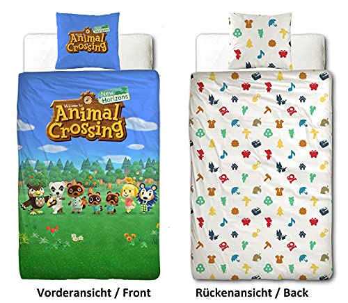 Familando Juego de cama infantil de 135 x 200 cm y almohada de 80 x 80 cm, 100% linón de algodón