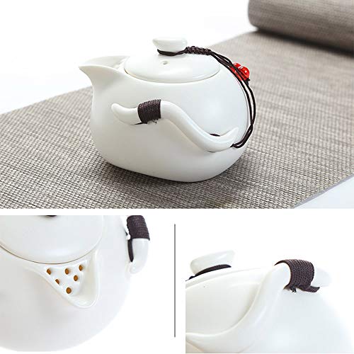 fanquare Portátil Juego de Té Kung Fu, Juego de Té Chino Hecho a Mano, Tetera de Porcelana, Tazas de té, Bandeja de Té de bambú, con Una Bolsa de Té de Viaje, Blanco