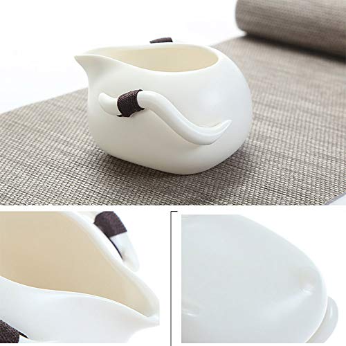 fanquare Portátil Juego de Té Kung Fu, Juego de Té Chino Hecho a Mano, Tetera de Porcelana, Tazas de té, Bandeja de Té de bambú, con Una Bolsa de Té de Viaje, Blanco