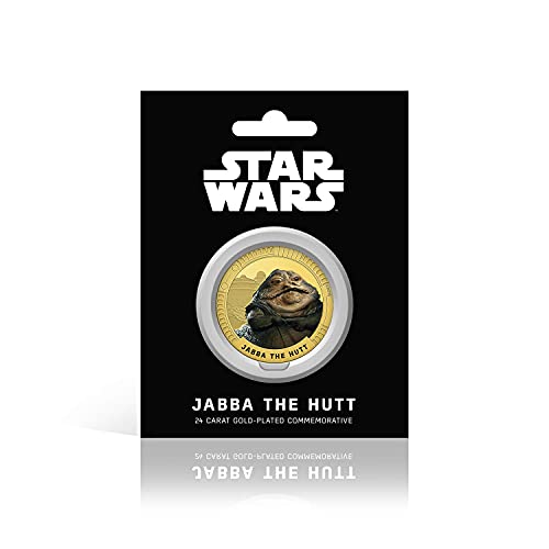 FANTASY CLUB Star Wars Trilogía Original Episodios IV - Vi - Jabba - Moneda / Medalla Conmemorativa acuñada con baño en Oro 24 Quilates y Coloreada a 4 Colores - 44mm