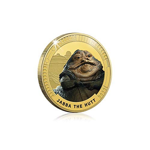 FANTASY CLUB Star Wars Trilogía Original Episodios IV - Vi - Jabba - Moneda / Medalla Conmemorativa acuñada con baño en Oro 24 Quilates y Coloreada a 4 Colores - 44mm