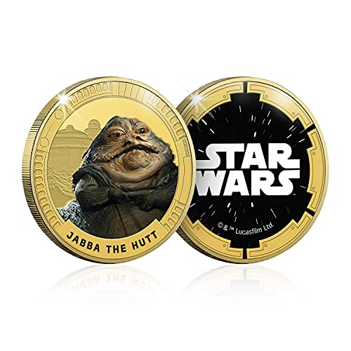 FANTASY CLUB Star Wars Trilogía Original Episodios IV - Vi - Jabba - Moneda / Medalla Conmemorativa acuñada con baño en Oro 24 Quilates y Coloreada a 4 Colores - 44mm
