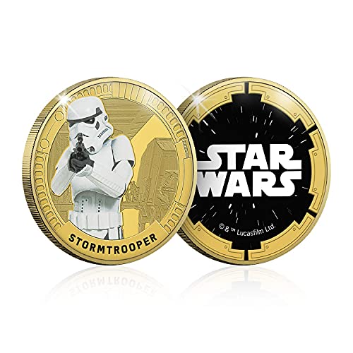 FANTASY CLUB Star Wars Trilogía Original Episodios IV - Vi - Stormtrooper - Moneda / Medalla Conmemorativa acuñada con baño en Oro 24 Quilates y Coloreada a 4 Colores - 44mm