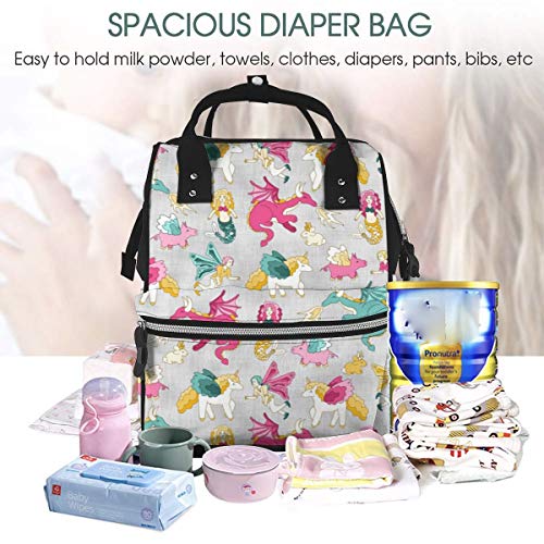 Fantasy Creature Mix Pink Multi-Function Travel Backpack Nappy Bag,Fashion Mummy Bag