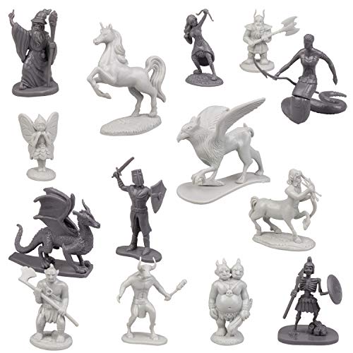 Fantasy Creatures Action Figure Playset - 90pc Monster Battle Novelty Toy Collection (Includes Dragons, Wizards, Orcs, and more) - Perfect for D & D Gaming